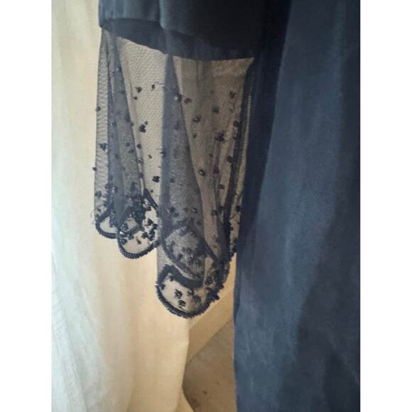 Eva Chun Women’s Size 12 Vintage Black 100% Silk Lace Sleeve Dress - Picture 3 of 9